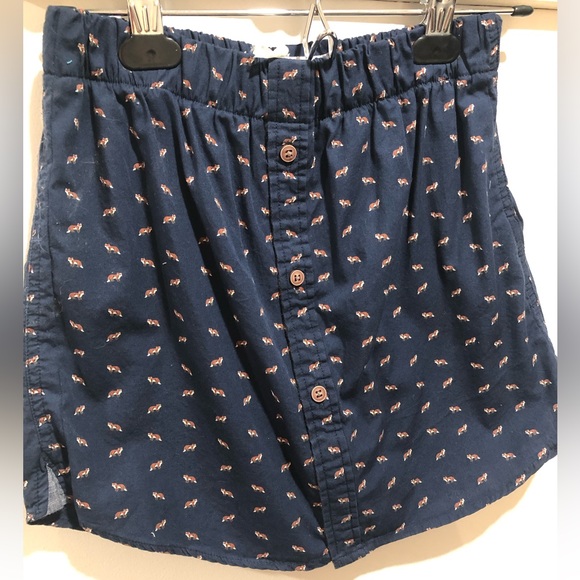 Handmade shirt skirt- navy blue with fox print - Picture 1 of 5